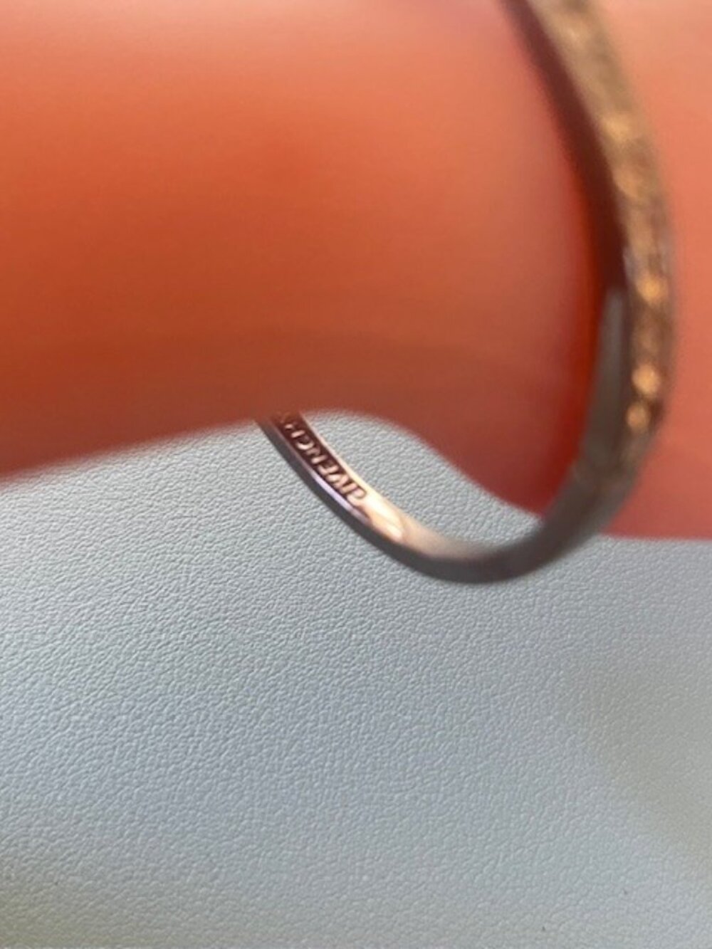 Givenchy Gunmetal Crystal Hinged Bangle Bracelet Signed Champagne Stone Slim - Picture 2 of 5